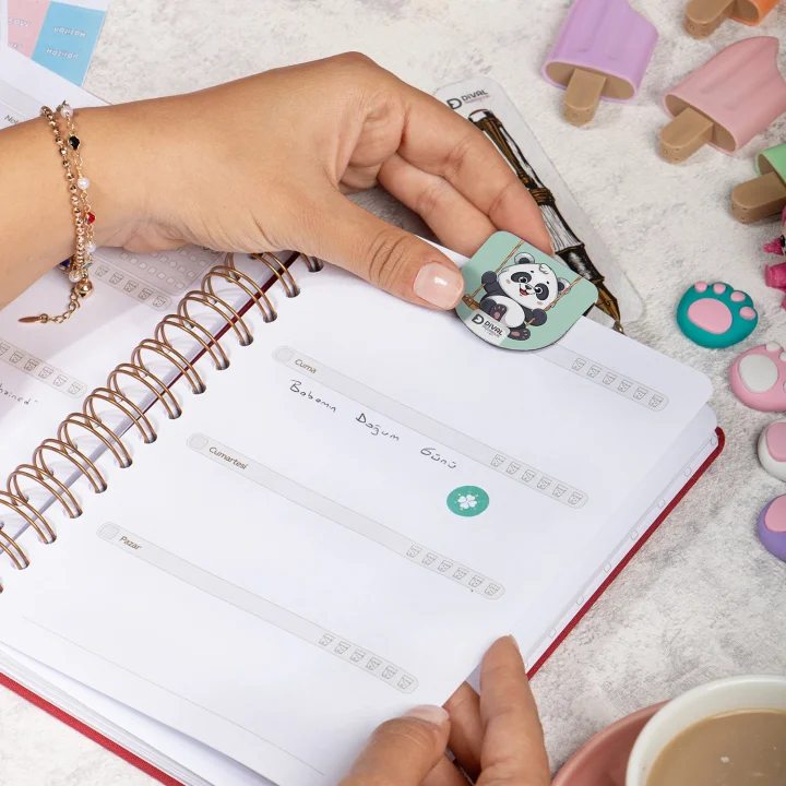 Magnetli Kitap Defter Ayracı 4lü Set - Panda Serisi