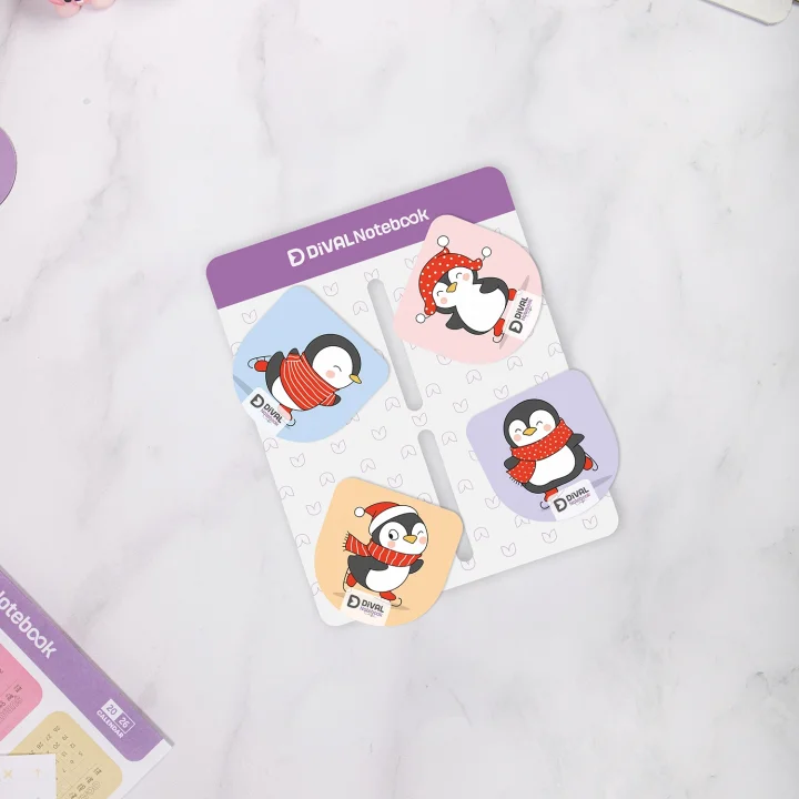 Magnetli Kitap Defter Ayracı 4lü Set - Penguen Serisi