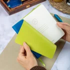 Esnek Kapaklı Noktalı Defter 16,5x16,5 Mavi Vegan Deri