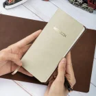 Esnek Kapaklı Kareli Defter 9x18 Krem Vegan Deri