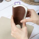 Esnek Kapaklı Kareli Defter 9x18 Kahverengi Vegan Deri
