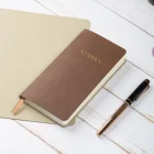 Esnek Kapaklı Kareli Defter 9x18 Kahverengi Vegan Deri