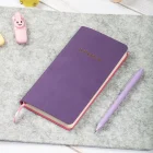 Esnek Kapaklı Kareli Defter 9x18 Mor Vegan Deri