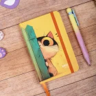 Sert Kapak Çizgili Not Defteri 9x14 Meow Kedili 2