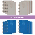 12li Tarihsiz Planlayıcı Ajanda Yılbaşı Hediye Seti - 15x21 cm - Vegan Deri Kapak