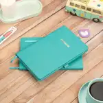 13x21 cm Turkuaz Deri Sert Kapak Noktalı Tarihsiz Dikişli Not Okul Defteri