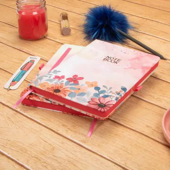 13,5x20 cm Sert Kapak Noktalı Not Okul Defteri - Çiçekli