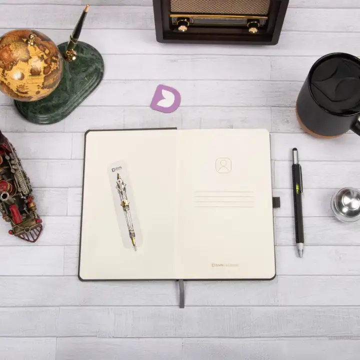 13x21 cm Deri Sert Kapak Noktalı Not Okul Defteri - Füme