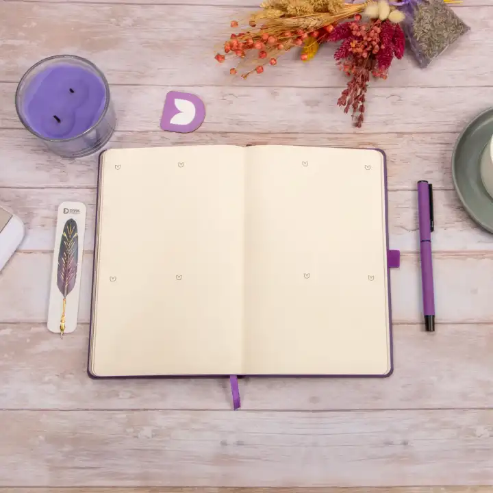 13x21 cm Deri Sert Kapak Noktalı Not Okul Defteri - Mor