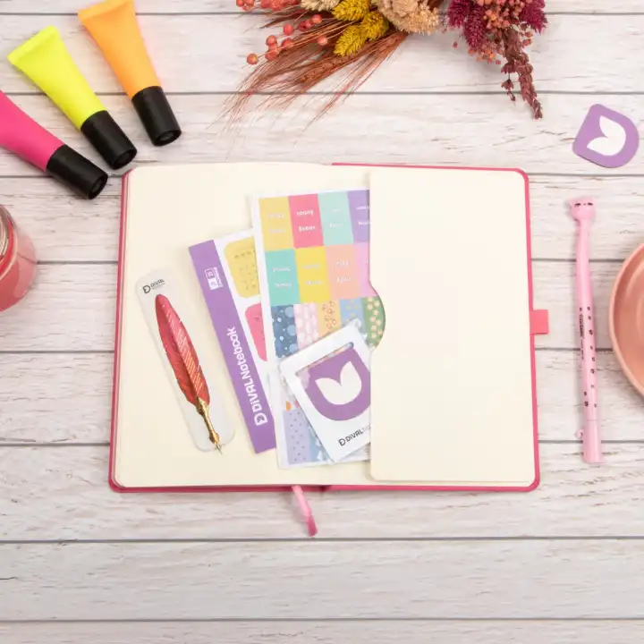 13x21 cm Deri Sert Kapak Noktalı Not Okul Defteri - Pembe