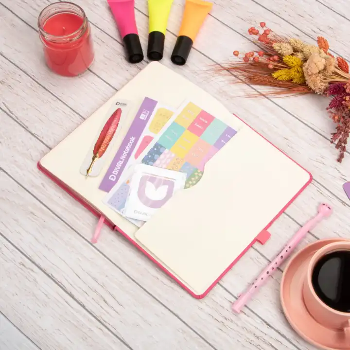 13x21 cm Deri Sert Kapak Noktalı Not Okul Defteri - Pembe
