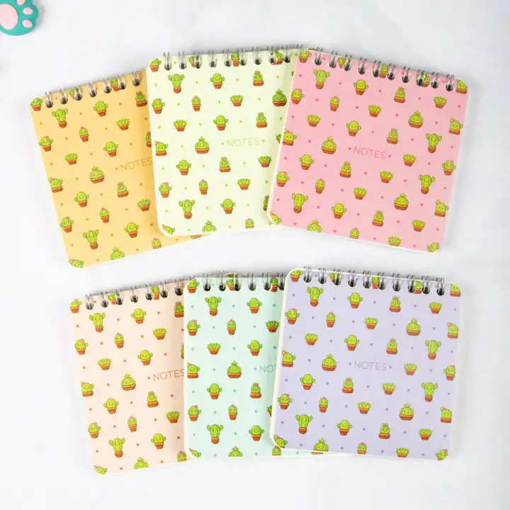 10x10 cm Spiralli Cep Defteri 6lı Set – Karton Kapak Mini Not Defteri – Kaktüs