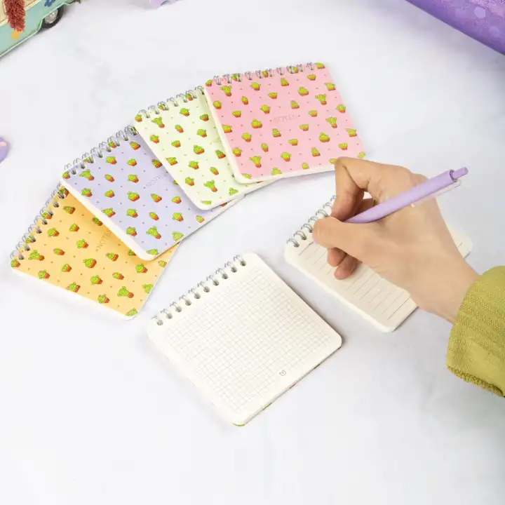 10x10 cm Spiralli Cep Defteri 6lı Set – Karton Kapak Mini Not Defteri – Kaktüs