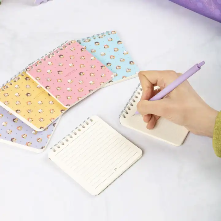 10x10 cm Spiralli Cep Defteri 6lı Set – Karton Kapak Mini Not Defteri – Meow Kedi