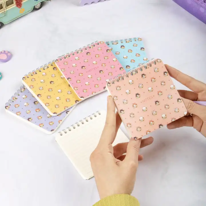 10x10 cm Spiralli Cep Defteri 6lı Set – Karton Kapak Mini Not Defteri – Meow Kedi