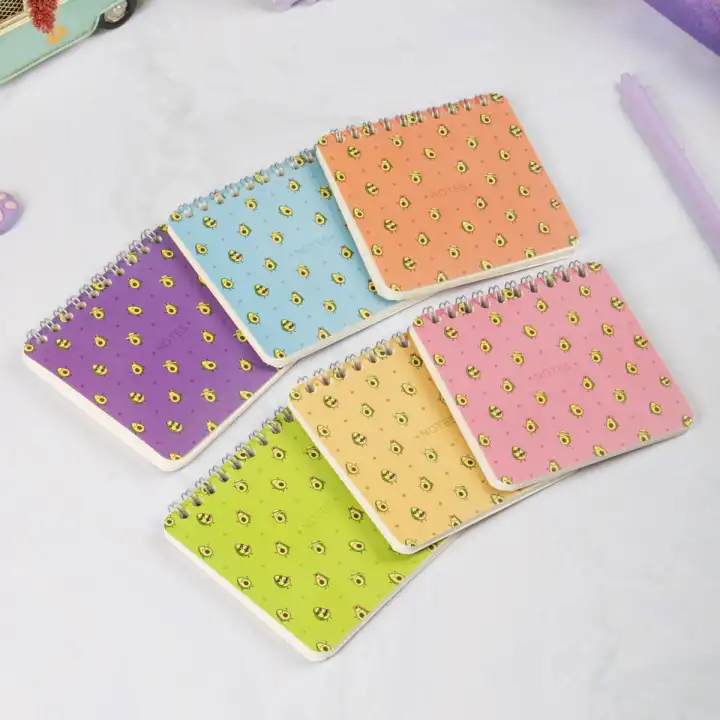 10x10 cm Spiralli Cep Defteri 6lı Set – Karton Kapak Mini Not Defteri – Avokado