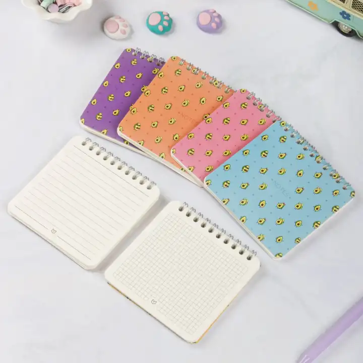 10x10 cm Spiralli Cep Defteri 6lı Set – Karton Kapak Mini Not Defteri – Avokado