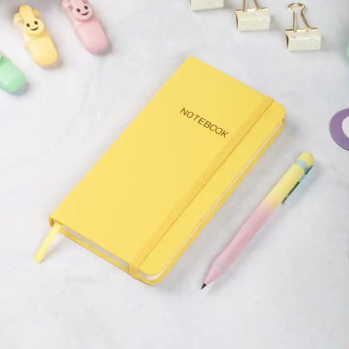 9x18 cm Sert Kapak Kareli Not Defteri – Tarihsiz Okul Defteri – Sarı