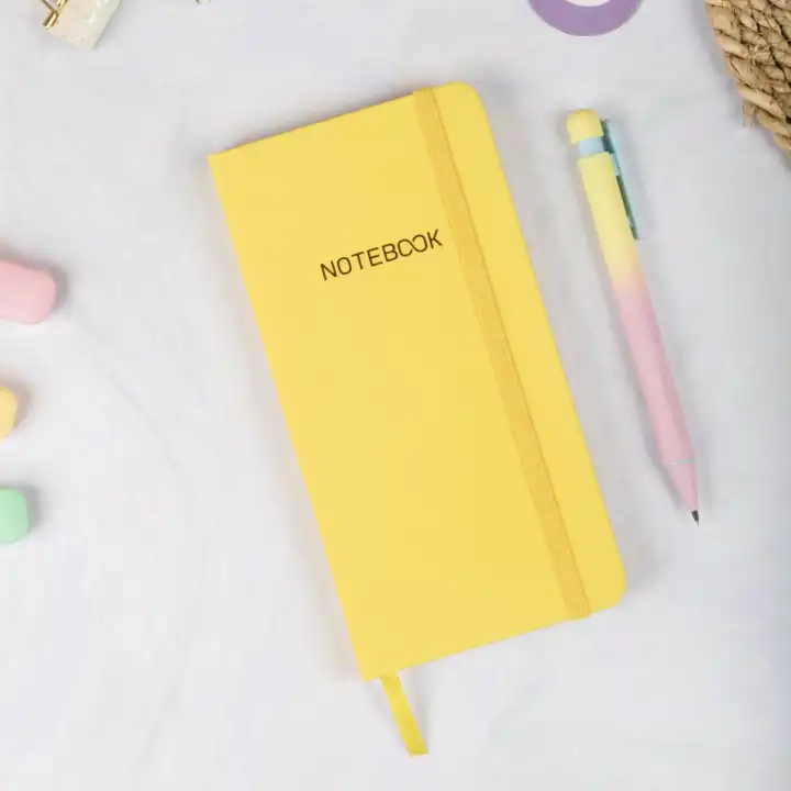 9x18 cm Sert Kapak Kareli Not Defteri – Tarihsiz Okul Defteri – Sarı