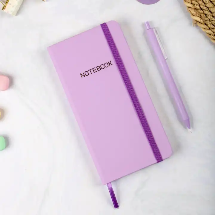 9x18 cm Sert Kapak Kareli Not Defteri – Tarihsiz Okul Defteri – Lila