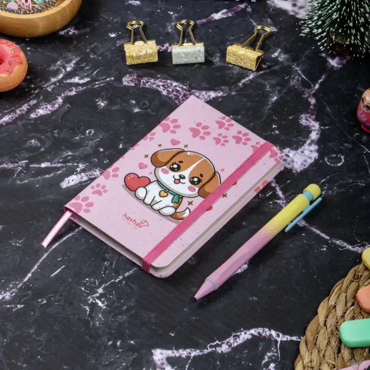 9x14 cm Sert Kapak Çizgili Not Defteri – Tarihsiz Okul Defteri – Havhav Köpek