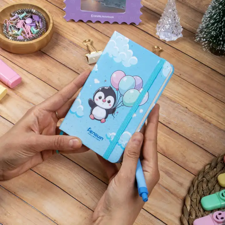 9x14 cm Sert Kapak Çizgili Not Defteri – Tarihsiz Okul Defteri – Penguen 1