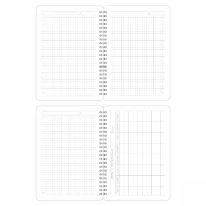 A5 Spiralli Kareli Okul Defteri 2’li Set – Karton Kapak, Ders Programlı – Galaksi 2