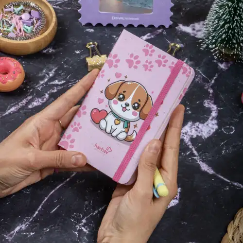 9x14 cm Sert Kapak Çizgili Not Defteri – Tarihsiz Okul Defteri – Havhav Köpek