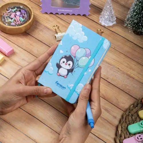 9x14 cm Sert Kapak Çizgili Not Defteri – Tarihsiz Okul Defteri – Penguen 1