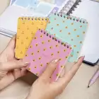 10x10 cm Spiralli Cep Defteri 3lü Set – Karton Kapak Mini Not Defteri – Meyve Desenli 1