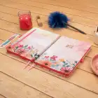 13,5x20 cm Sert Kapak Noktalı Not Okul Defteri - Çiçekli