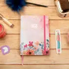 13,5x20 cm Sert Kapak Noktalı Not Okul Defteri - Çiçekli