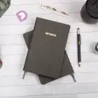 13x21 cm Deri Sert Kapak Noktalı Not Okul Defteri - Füme
