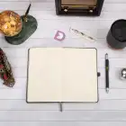 13x21 cm Deri Sert Kapak Noktalı Not Okul Defteri - Füme