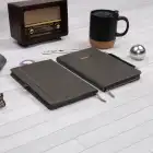 13x21 cm Deri Sert Kapak Noktalı Not Okul Defteri - Füme