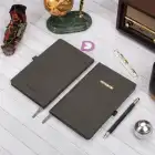 13x21 cm Deri Sert Kapak Noktalı Not Okul Defteri - Füme