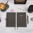13x21 cm Deri Sert Kapak Noktalı Not Okul Defteri - Füme