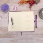 13x21 cm Deri Sert Kapak Noktalı Not Okul Defteri - Mor