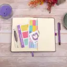 13x21 cm Deri Sert Kapak Noktalı Not Okul Defteri - Mor