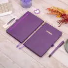 13x21 cm Deri Sert Kapak Noktalı Not Okul Defteri - Mor