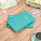 13x21 cm Deri Sert Kapak Noktalı Not Okul Defteri - Turkuaz