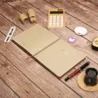 16,5x16,5 cm Yumuşak Vegan Deri Kapak Noktalı Not Okul Defteri - Krem