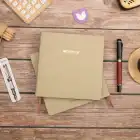 16,5x16,5 cm Yumuşak Vegan Deri Kapak Noktalı Not Okul Defteri - Krem