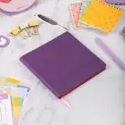 16,5x16,5 cm Yumuşak Vegan Deri Kapak Noktalı Not Okul Defteri - Mor