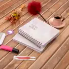 16,5x20 cm Sert Kapak Noktalı Spiralli Not Okul Defteri - Pembe