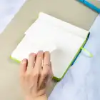 16,5x16,5 cm Yumuşak Vegan Deri Kapak Noktalı Not Okul Defteri - Mavi