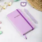 9x18 cm Sert Kapak Kareli Not Defteri – Tarihsiz Okul Defteri – Lila