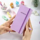 9x18 cm Sert Kapak Kareli Not Defteri – Tarihsiz Okul Defteri – Lila