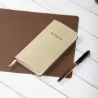 9x18 cm Yumuşak Vegan Deri Kapak Kareli Not Defteri – Tarihsiz Okul Defteri – Krem