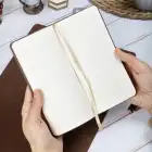 9x18 cm Yumuşak Vegan Deri Kapak Kareli Not Defteri – Tarihsiz Okul Defteri – Krem